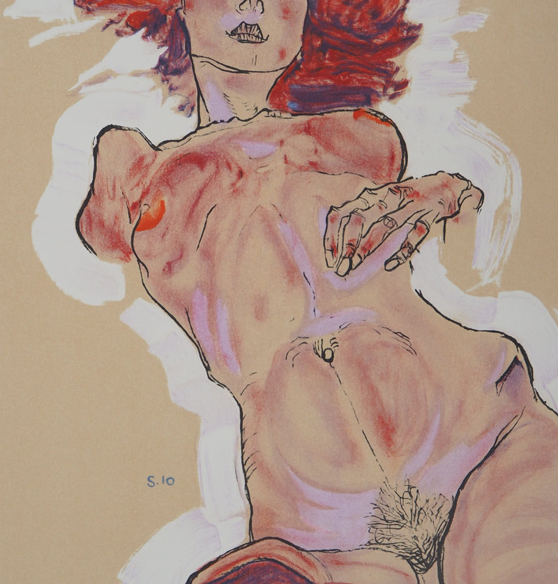 Egon SCHIELE : Nu allongé, Lithographie originale (photo de détail 6) - Crédit photo : Galerie Art.Paris