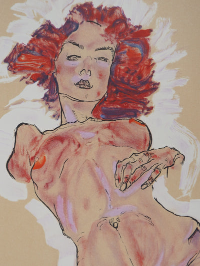 Egon SCHIELE : Nu allongé, Lithographie originale (photo de détail 7) - Crédit photo : Galerie Art.Paris