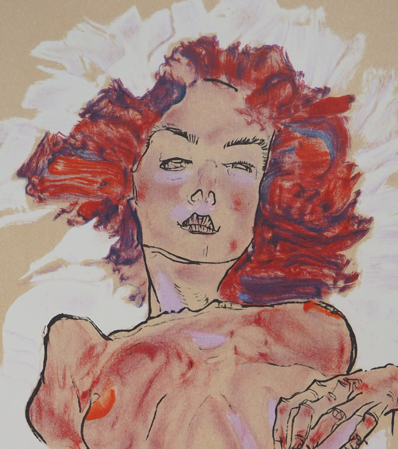 Egon SCHIELE : Nu allongé, Lithographie originale (photo de détail 8) - Crédit photo : Galerie Art.Paris