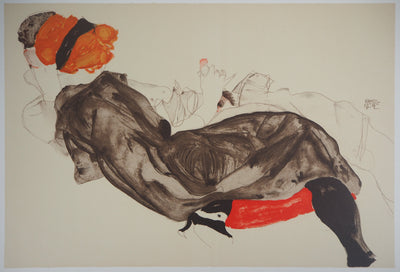 Egon SCHIELE : Couple amoureux, Lithographie originale (photo de détail 3) - Crédit photo : Galerie Art.Paris