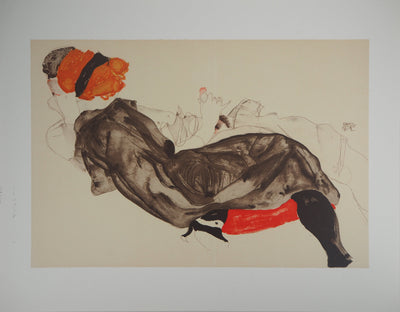 Egon SCHIELE : Couple amoureux, Lithographie originale (vue générale) - Crédit photo : Galerie Art.Paris