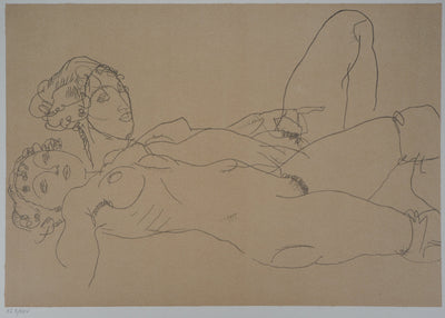 Egon SCHIELE : Femmes nues allongées, Lithographie originale (photo de détail 2) - Crédit photo : Galerie Art.Paris