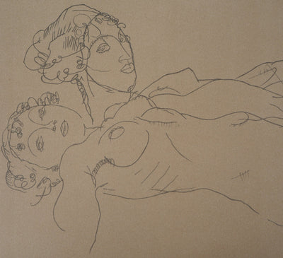 Egon SCHIELE : Femmes nues allongées, Lithographie originale (photo de détail 3) - Crédit photo : Galerie Art.Paris