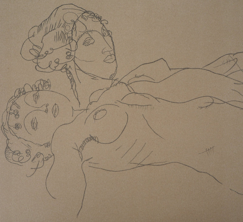 Egon SCHIELE : Femmes nues allongées, Lithographie originale (photo de détail 3) - Crédit photo : Galerie Art.Paris