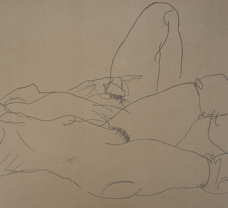Egon SCHIELE : Femmes nues allongées, Lithographie originale (photo de détail 5) - Crédit photo : Galerie Art.Paris