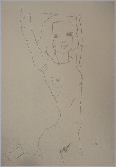 Egon SCHIELE : Nu s'étirant, Lithographie originale (photo de détail 3) - Crédit photo : Galerie Art.Paris