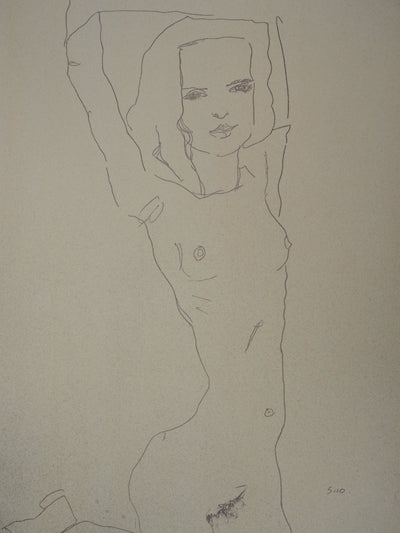 Egon SCHIELE : Nu s'étirant, Lithographie originale (photo de détail 4) - Crédit photo : Galerie Art.Paris