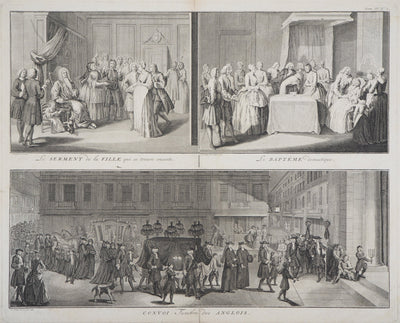 William HOGARTH et J.V. SCHLEY : Scènes de vie, 1735 - Gravure