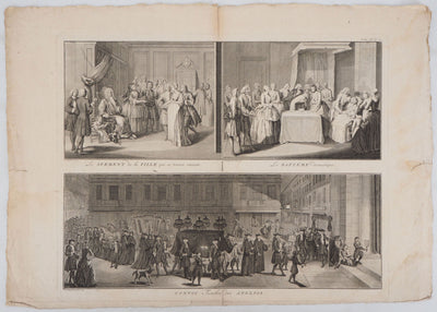 William HOGARTH et J.V. SCHLEY : Scènes de vie, 1735 - Gravure (détail)