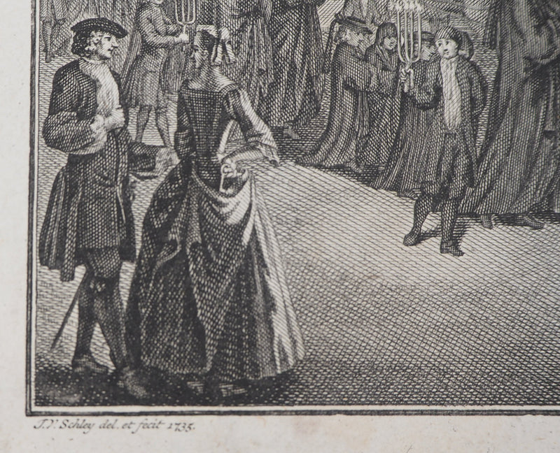 William HOGARTH et J.V. SCHLEY : Scènes de vie, 1735 - Gravure (détail)