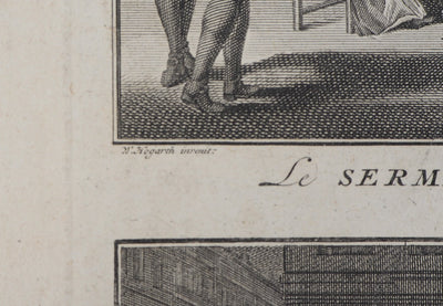 William HOGARTH et J.V. SCHLEY : Scènes de vie, 1735 - Gravure (détail)
