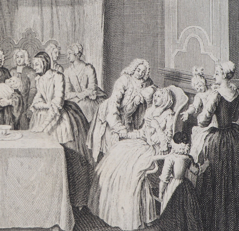 William HOGARTH et J.V. SCHLEY : Scènes de vie, 1735 - Gravure (détail)