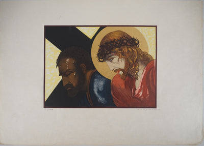 François-Louis SCHMIED : Christ sur le chemin de Croix (Vers la Golgotha) - Gravure sur bois