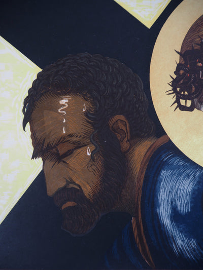 François-Louis SCHMIED : Christ sur le chemin de Croix (Vers la Golgotha) - Gravure sur bois (détail)