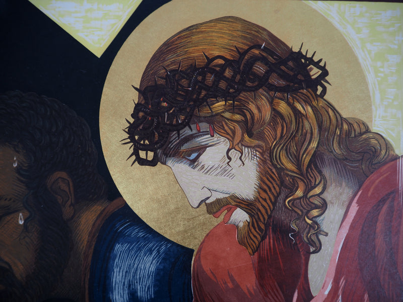 François-Louis SCHMIED : Christ sur le chemin de Croix (Vers la Golgotha) - Gravure sur bois (détail)