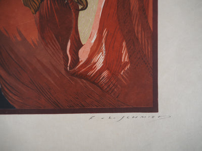 François-Louis SCHMIED : Christ sur le chemin de Croix (Vers la Golgotha) - Gravure sur bois (détail)