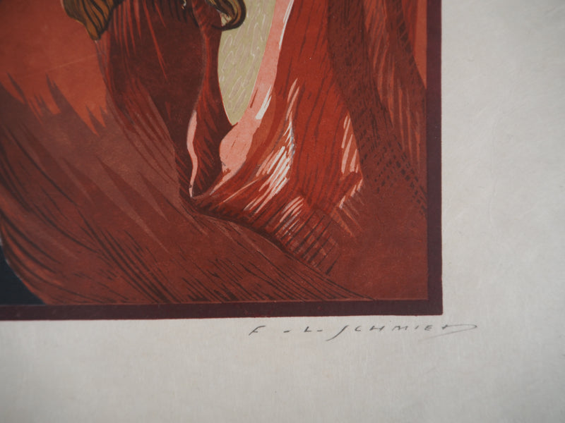François-Louis SCHMIED : Christ sur le chemin de Croix (Vers la Golgotha) - Gravure sur bois (détail)