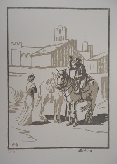 Léon SCHULZ : Camargue, Après la ferrade, 1925 - Gravure sur bois