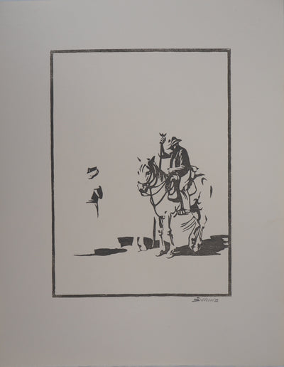 Léon SCHULZ : Camargue, Après la ferrade, 1925 - Gravure sur bois (détail)