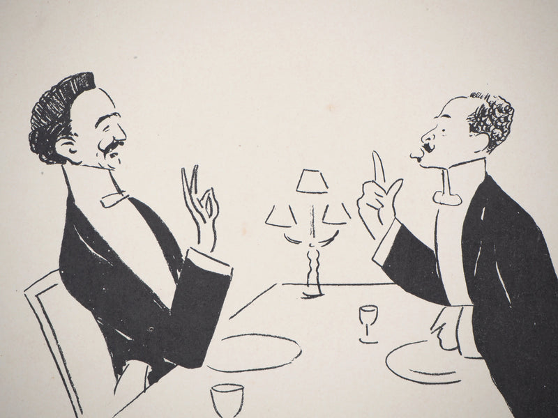  SEM : Réveillon au café de Paris - Lithographie (détail)