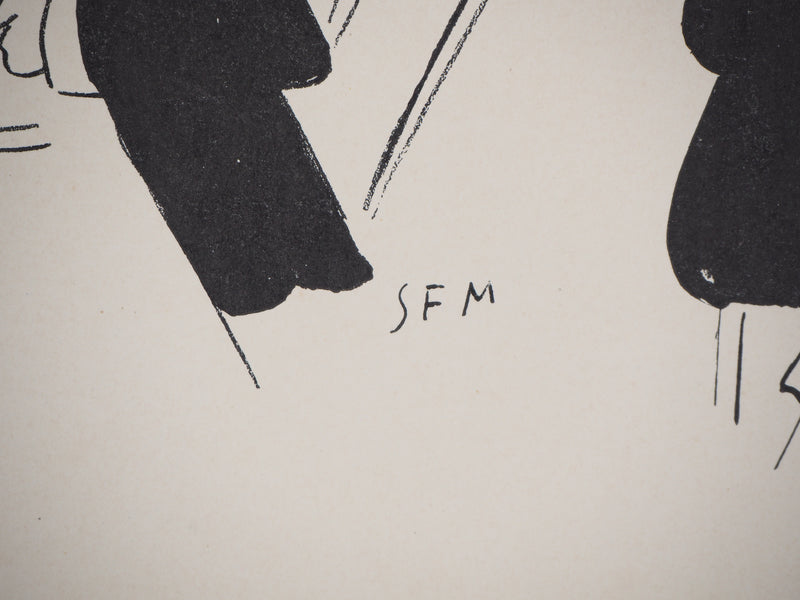  SEM : Réveillon au café de Paris - Lithographie (détail)