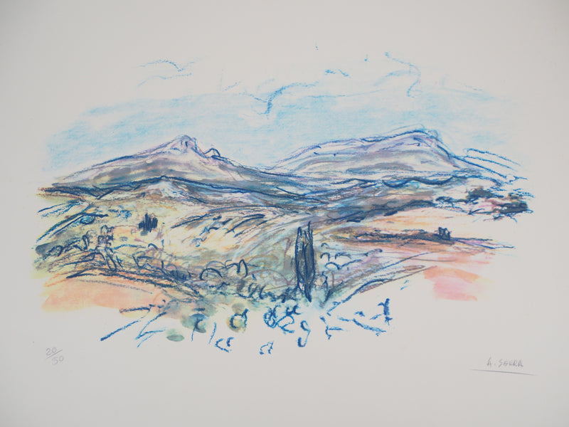 Antoine SERRA : Vue de la Sainte Victoire - Sérigraphie