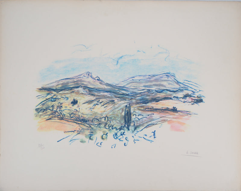 Antoine SERRA : Vue de la Sainte Victoire - Sérigraphie (détail)
