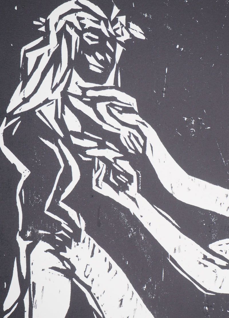 Claudio SILVEIRA : Maternité, Moment de bonheur - Gravure sur bois (détail)