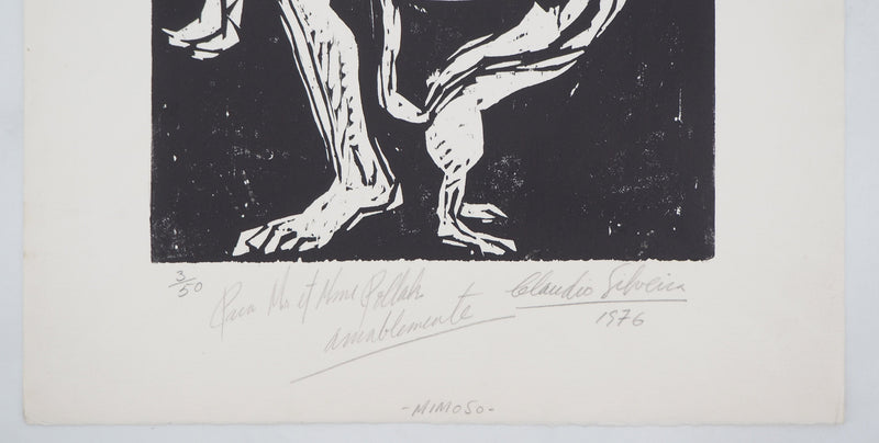 Claudio SILVEIRA : Maternité, Moment de bonheur - Gravure sur bois (détail)