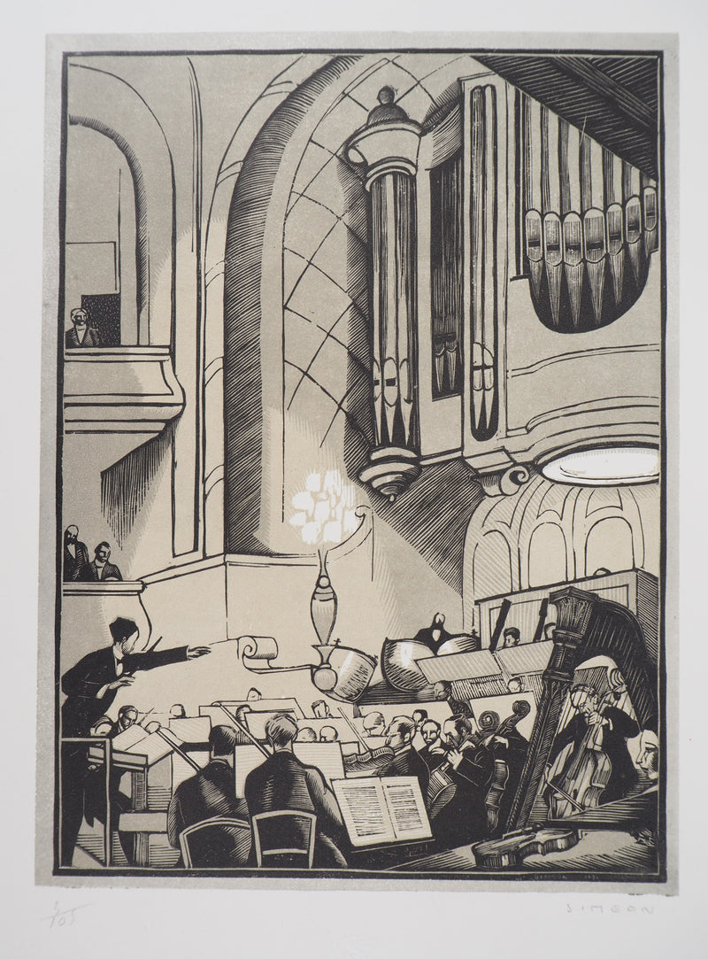 Fernand SIMEON : Le concert, 1920 - Gravure sur bois