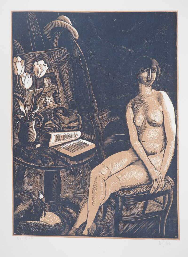 Fernand SIMEON : Le modèle, 1925 - Gravure sur bois