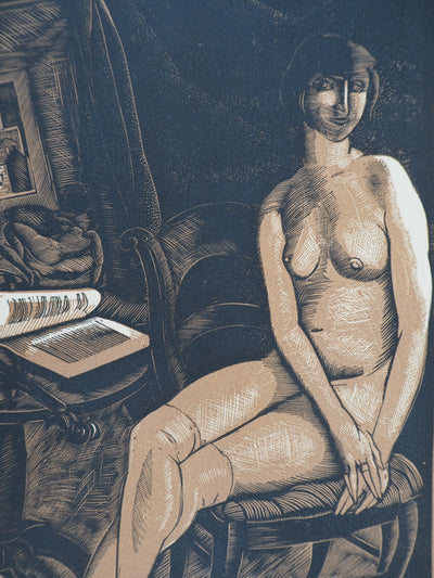 Fernand SIMEON : Le modèle, 1925 - Gravure sur bois (détail)