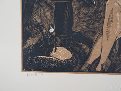 Fernand SIMEON : Le modèle, 1925 - Gravure sur bois (détail)