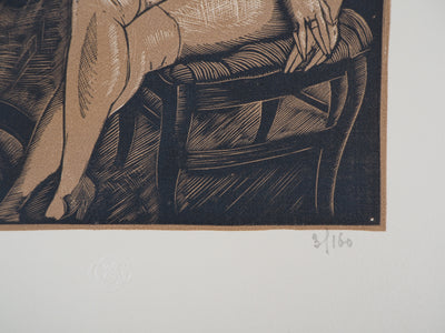 Fernand SIMEON : Le modèle, 1925 - Gravure sur bois (détail)