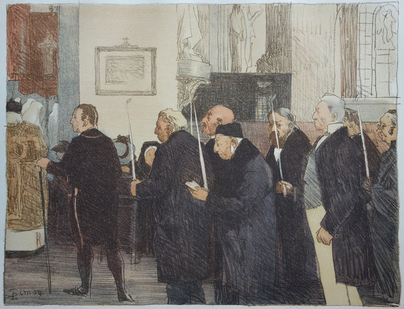 Lucien SIMON : Les Marguilliers - Lithographie (détail)
