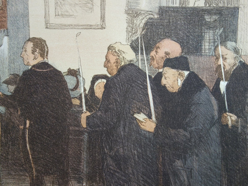 Lucien SIMON : Les Marguilliers - Lithographie (détail)