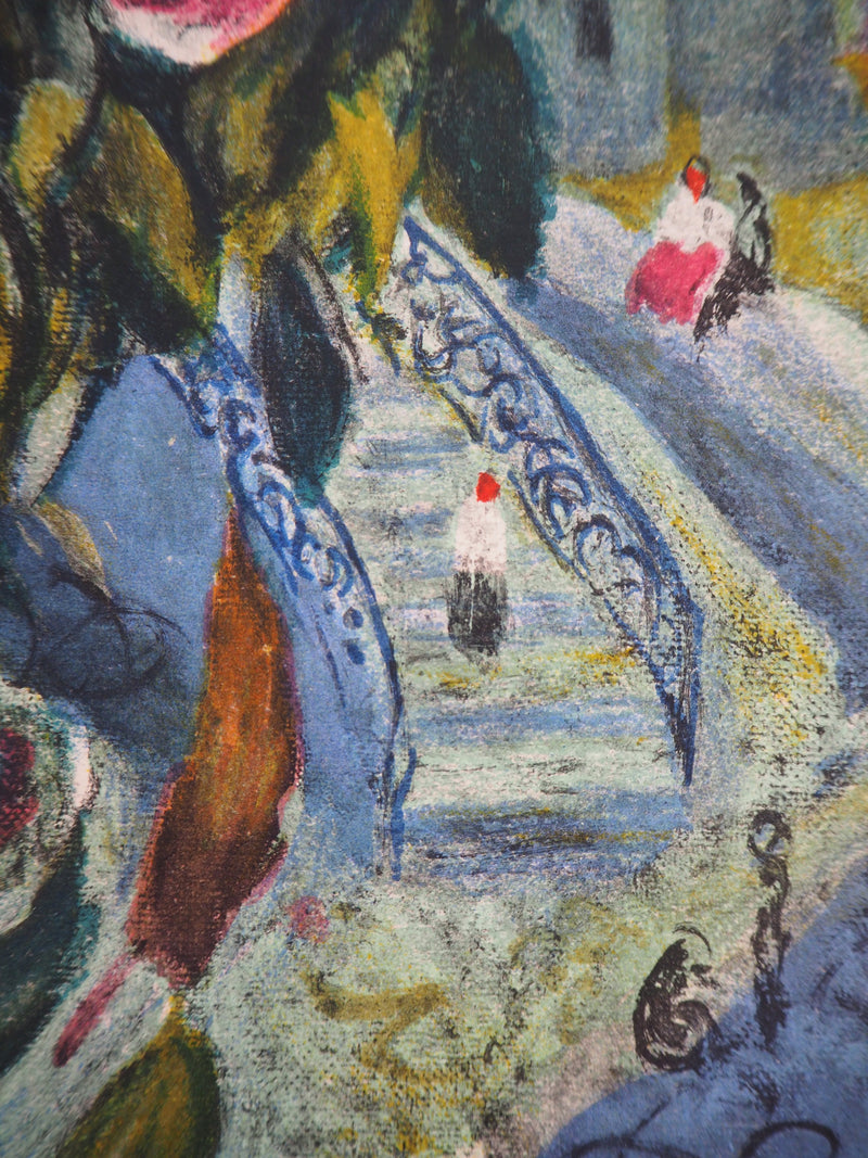 Francis SMITH : Bouquet sur village méditerranéen, 1958 - Lithographie (détail)