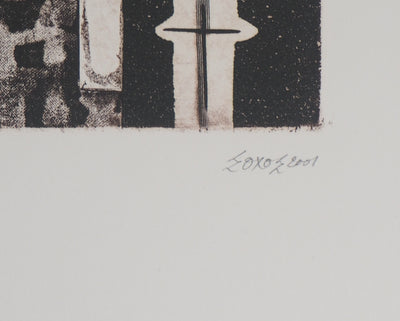 Simon-Nicolas SOCHOS : Hommage à Albert Camus : L'Homme révolté - Gravure (détail)