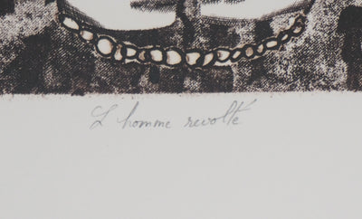 Simon-Nicolas SOCHOS : Hommage à Albert Camus : L'Homme révolté - Gravure (détail)