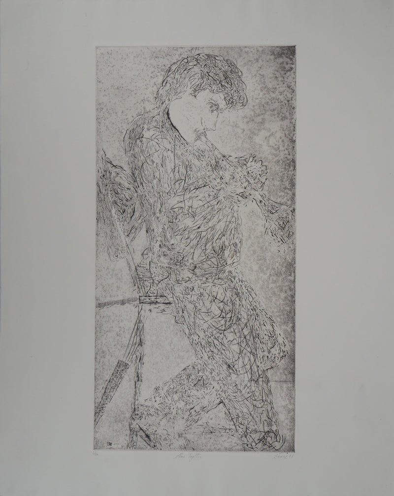 Simon-Nicolas SOCHOS : Le Musicien : Alone Together  - Gravure (détail)