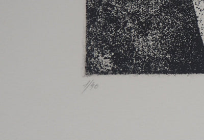 Simon-Nicolas SOCHOS : L'or noir d'un corps mouvant - Gravure (détail)
