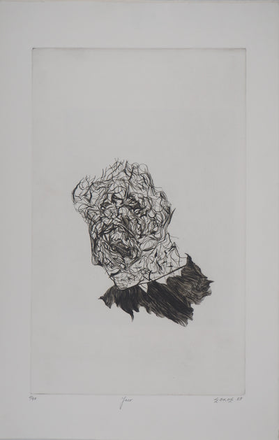 Simon-Nicolas SOCHOS : Portrait de musicien - Gravure (détail)