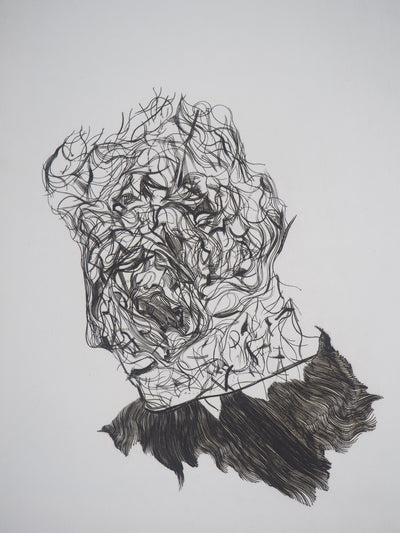 Simon-Nicolas SOCHOS : Portrait de musicien - Gravure (détail)