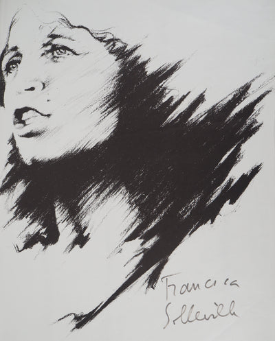 Francesca SOLLEVILLE : Portrait dédicacé de Francesca Solleville - Lithographie (détail)
