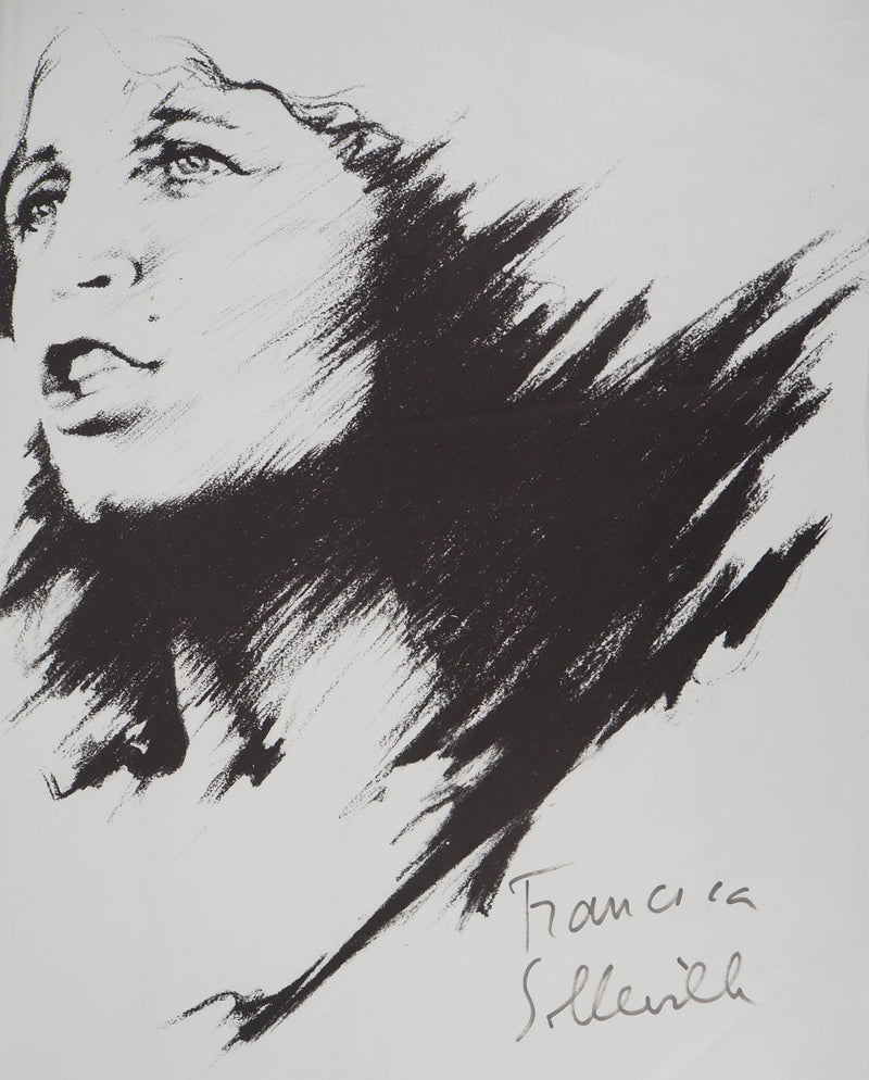 Francesca SOLLEVILLE : Portrait dédicacé de Francesca Solleville - Lithographie (détail)