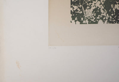 Jean SOLOMBRE : Avril, Sous l'arbre, 1979 - Gravure (détail)
