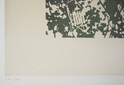 Jean SOLOMBRE : Avril, Sous l'arbre, 1979 - Gravure (détail)