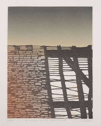 Jean SOLOMBRE : Les campagnes aux toits sourds et muets, 1981 - Gravure