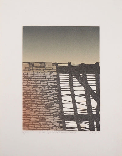Jean SOLOMBRE : Les campagnes aux toits sourds et muets, 1981 - Gravure (détail)