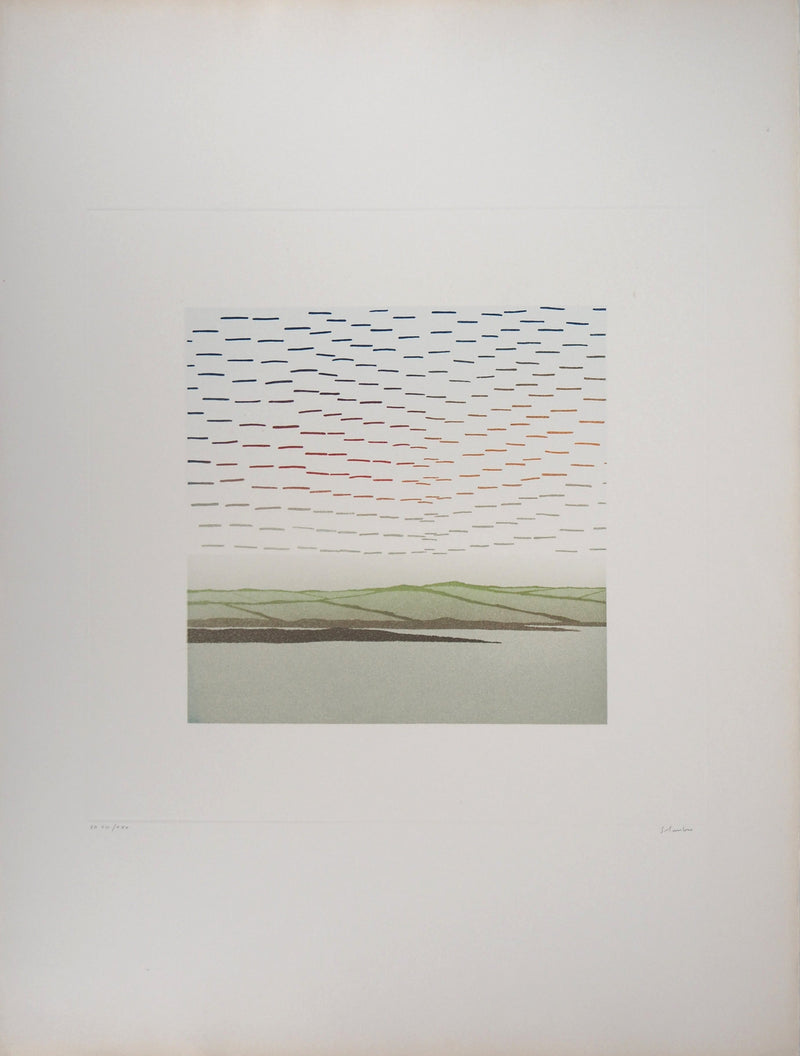 Jean SOLOMBRE : Paysage onirique - Gravure (détail)